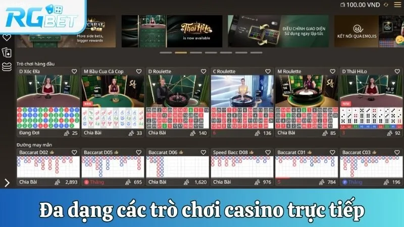 Các  trò chơi casino trực tiếp riêng biệt, đa dạng
